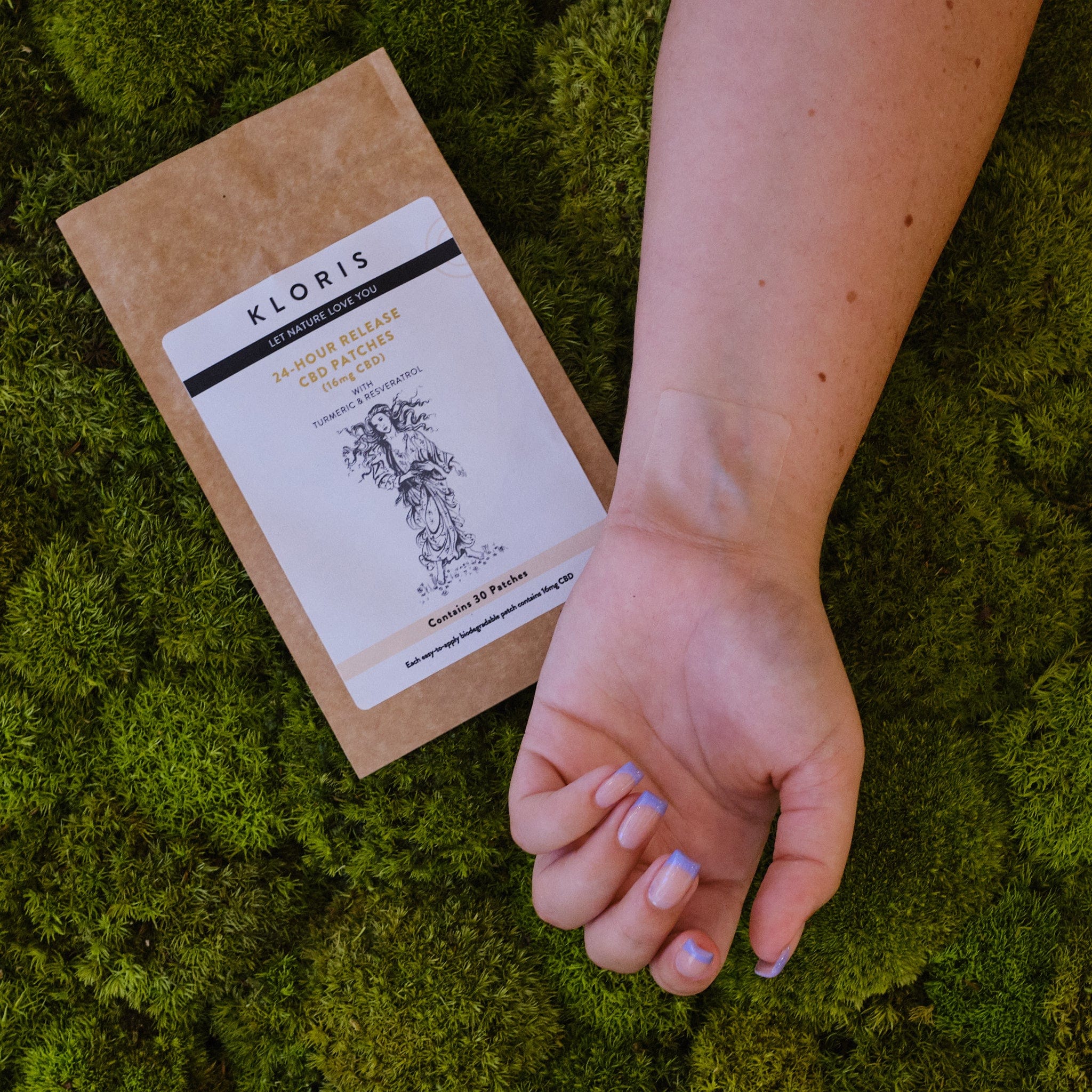 Discrete CBD patch applied to wrist